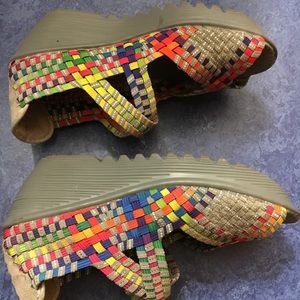 Bernie Mev. New York Rainbow Wedge Open Toe Shoes
